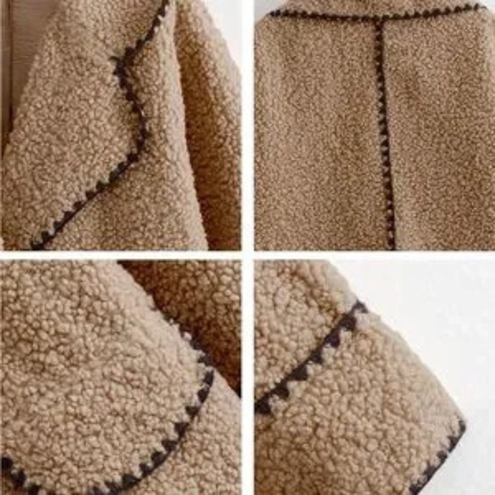 Stylish Tan Teddy Coat women oversized - Picture 5 of 5